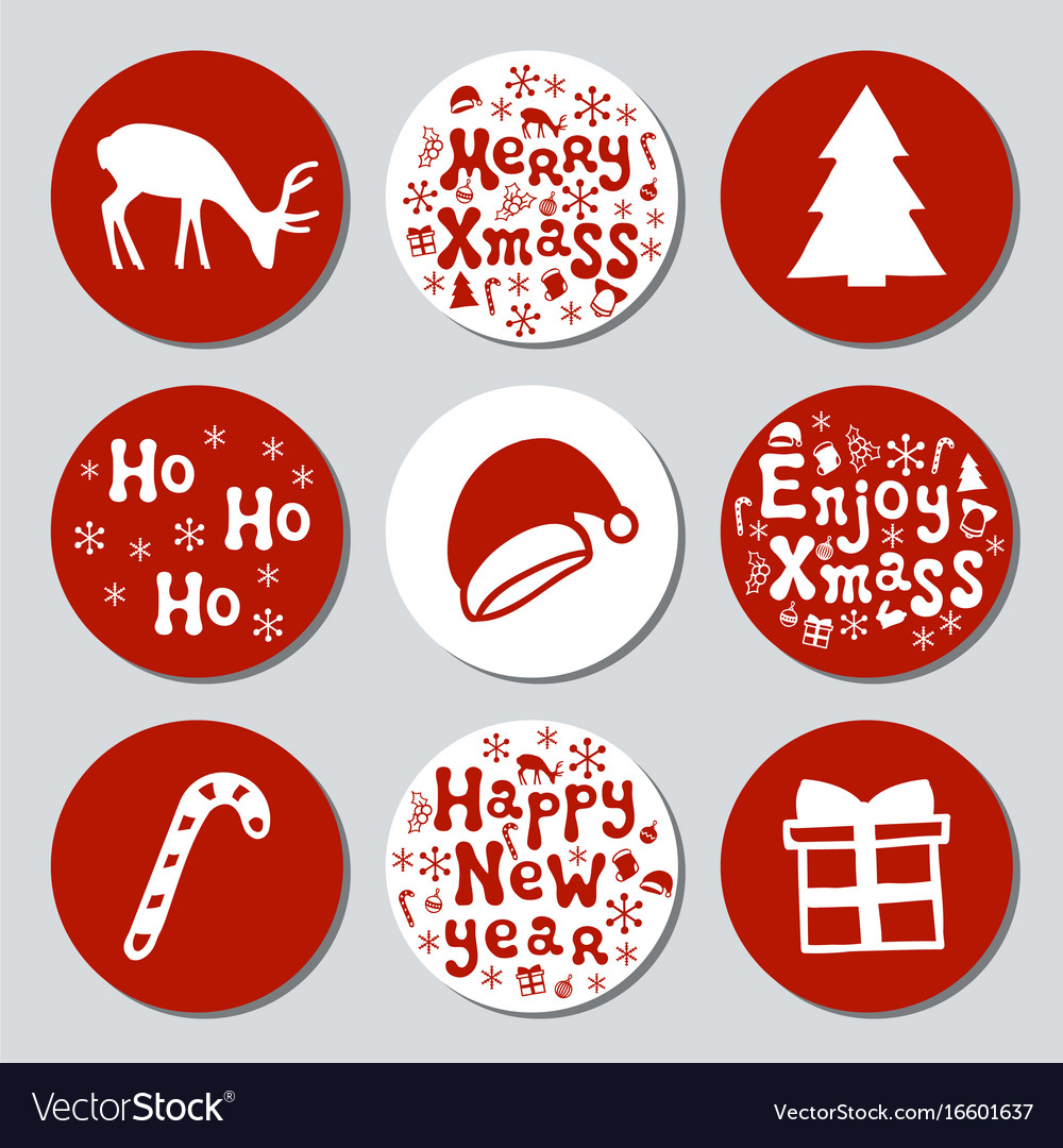 Year gift round stickers labels Royalty Free Vector Image