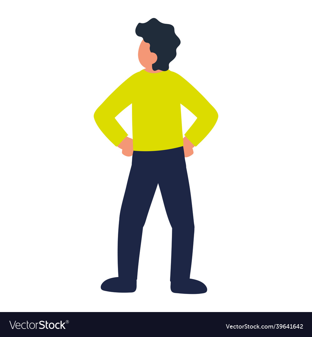 Back view young man Royalty Free Vector Image - VectorStock