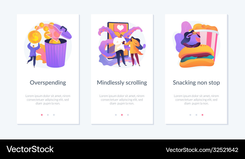 Bad habits app interface template Royalty Free Vector Image