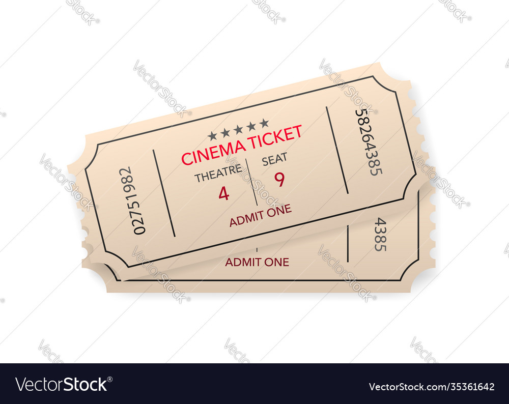 Cinema ticket isolated on white background Vector Image