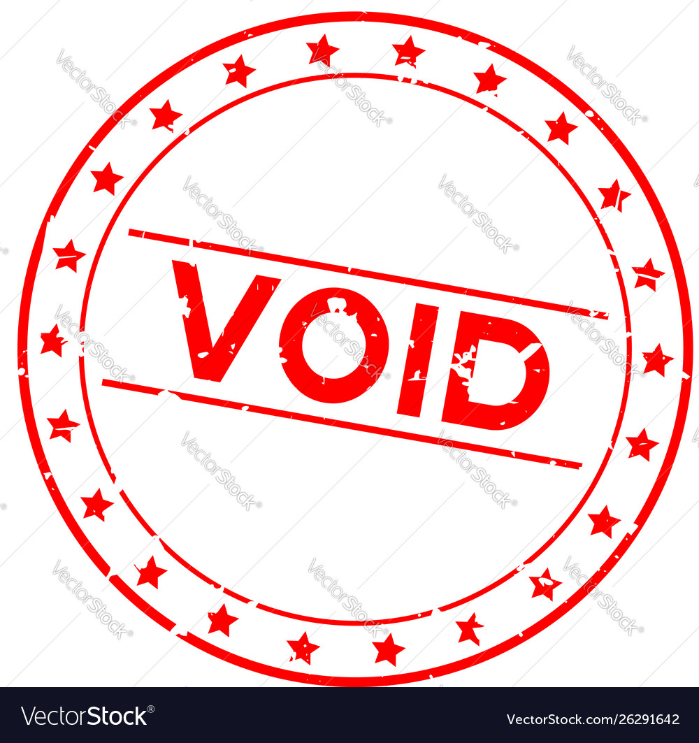 Grunge red void word with star icon round rubber Vector Image