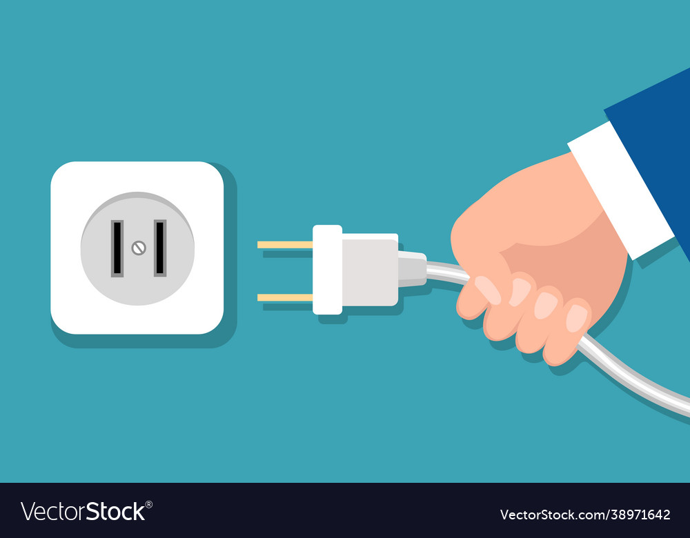 Hand holds electric plug Royalty Free Vector Image