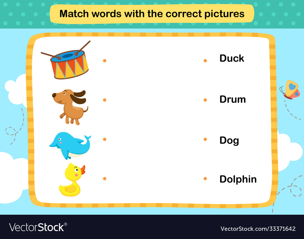 match-words-with-correct-pictures-royalty-free-vector-image