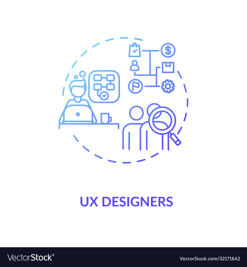 Ux designer blue gradient concept icon software Vector Image