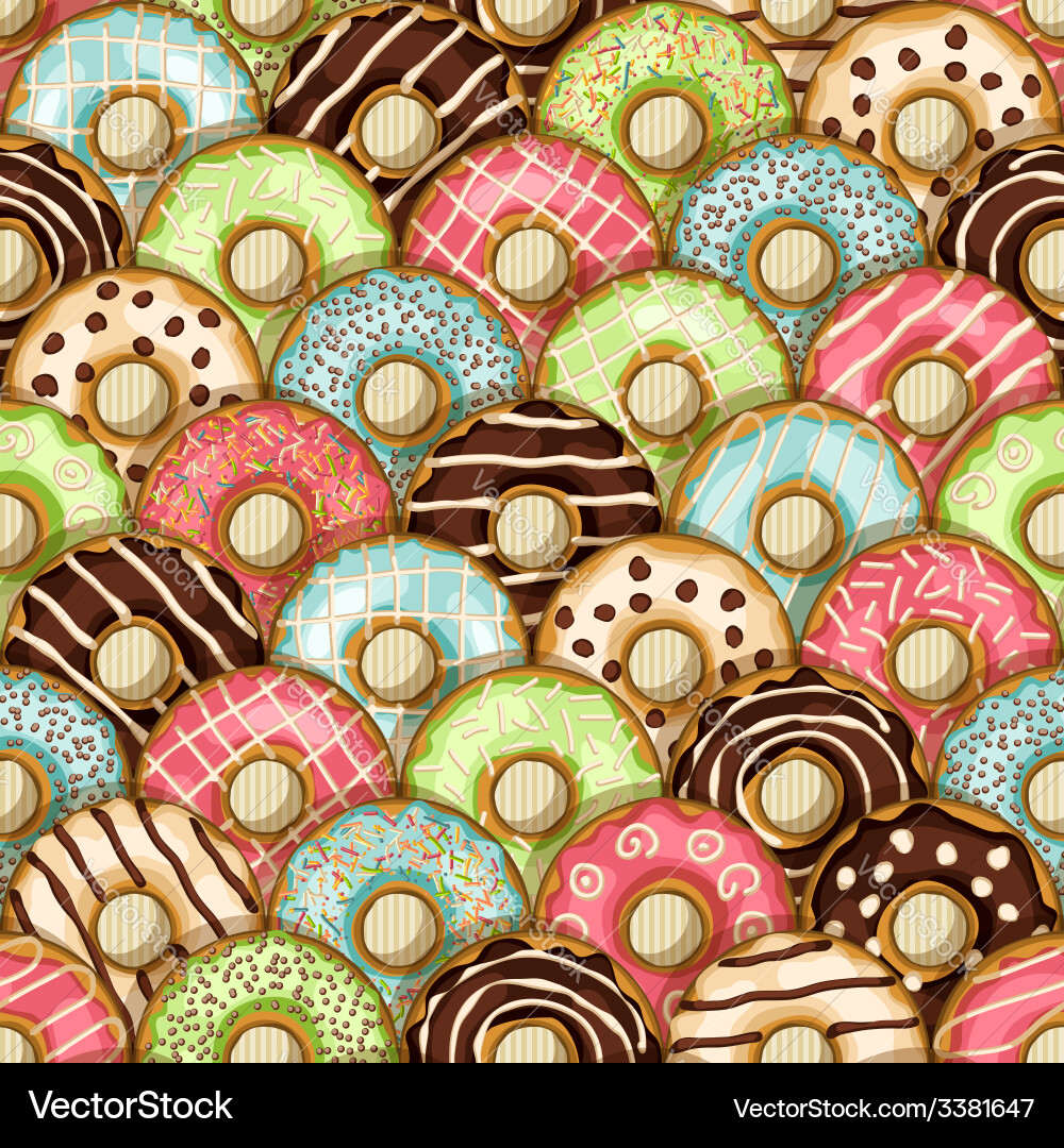 Donuts seamless pattern Royalty Free Vector Image