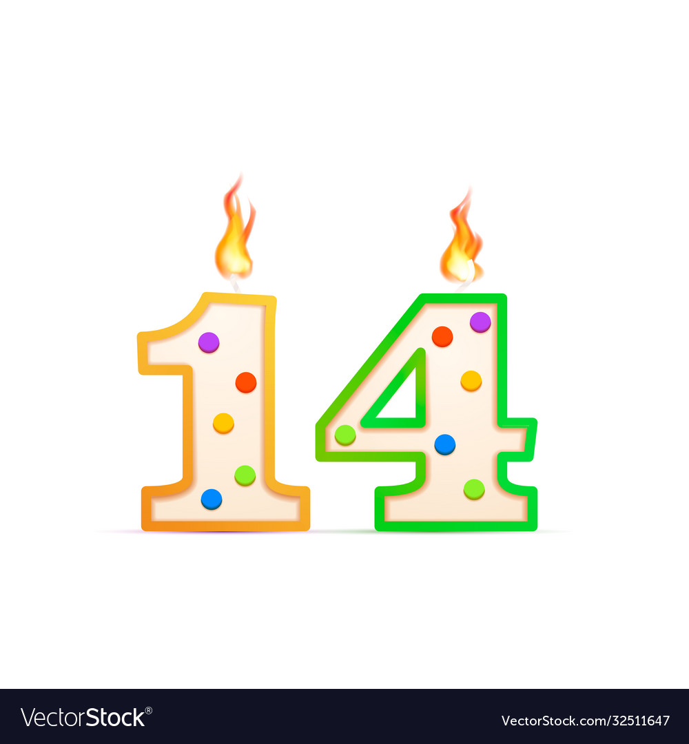 Fourteen years anniversary 14 number shaped Vector Image