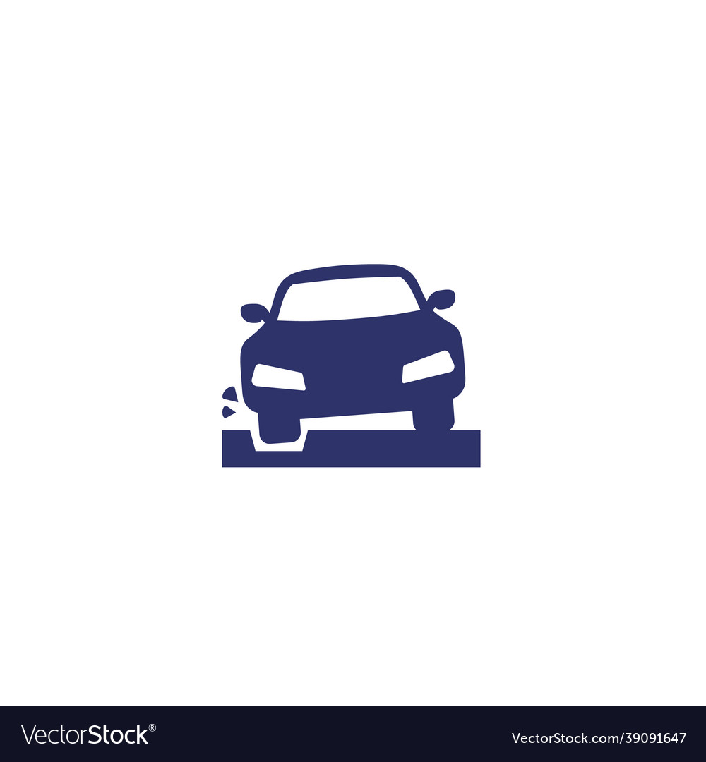 Pothole icon with a car Royalty Free Vector Image