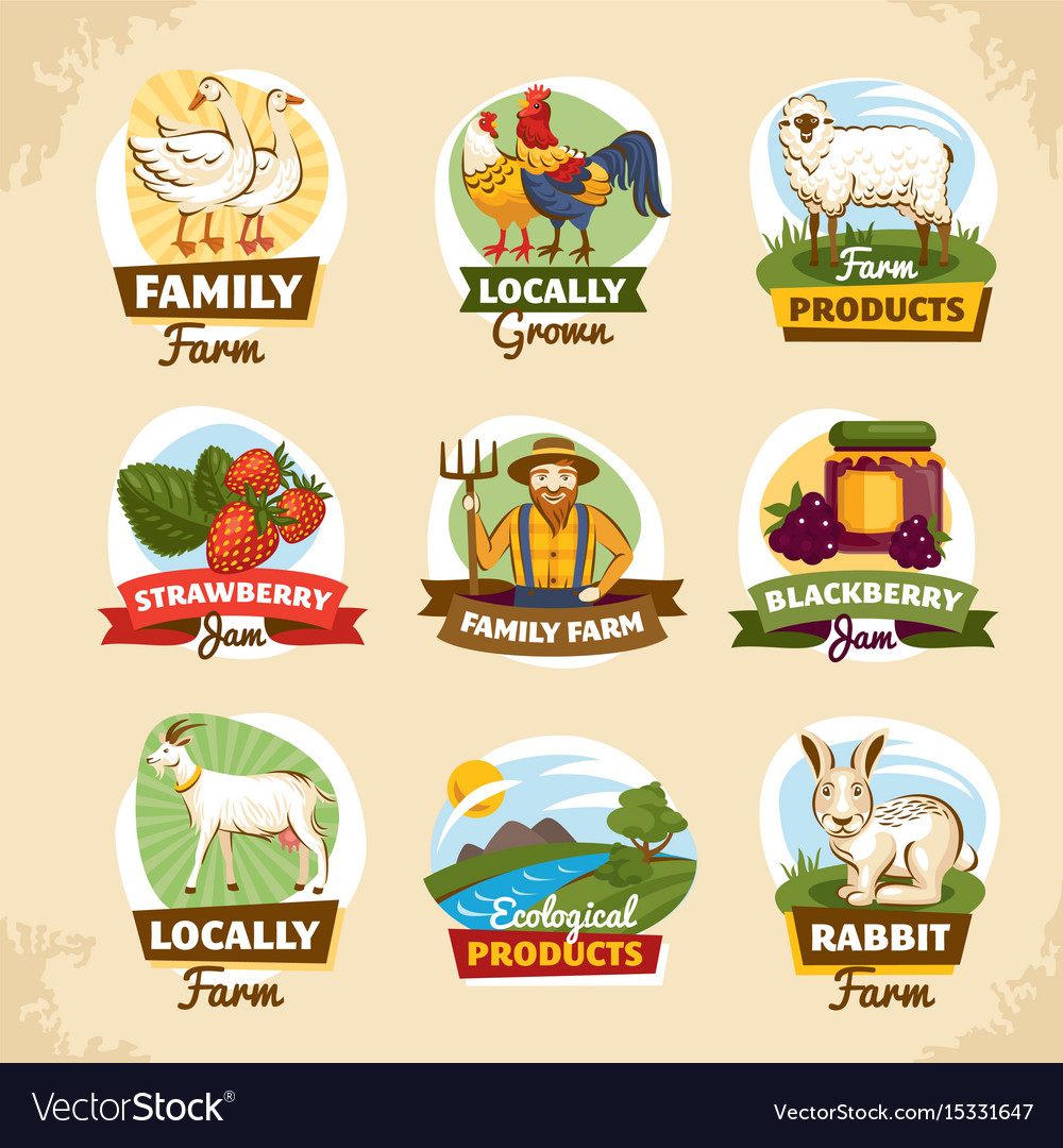 Vintage farm labels Royalty Free Vector Image - VectorStock