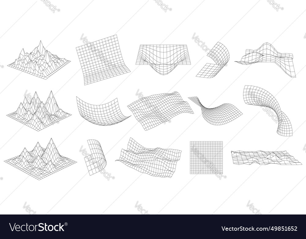 3d glitch rectangle plane set distorted Royalty Free Vector