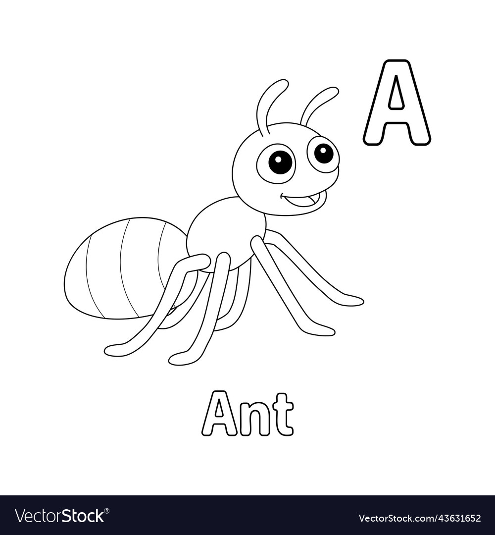 Ant Coloring Letter Drawing Kids Lowercase Uppercase Pages Words ...