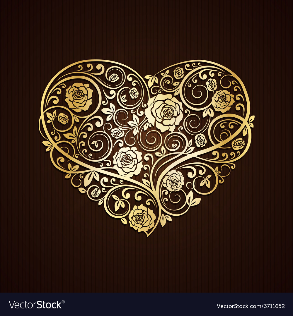 Golden heart Royalty Free Vector Image - VectorStock