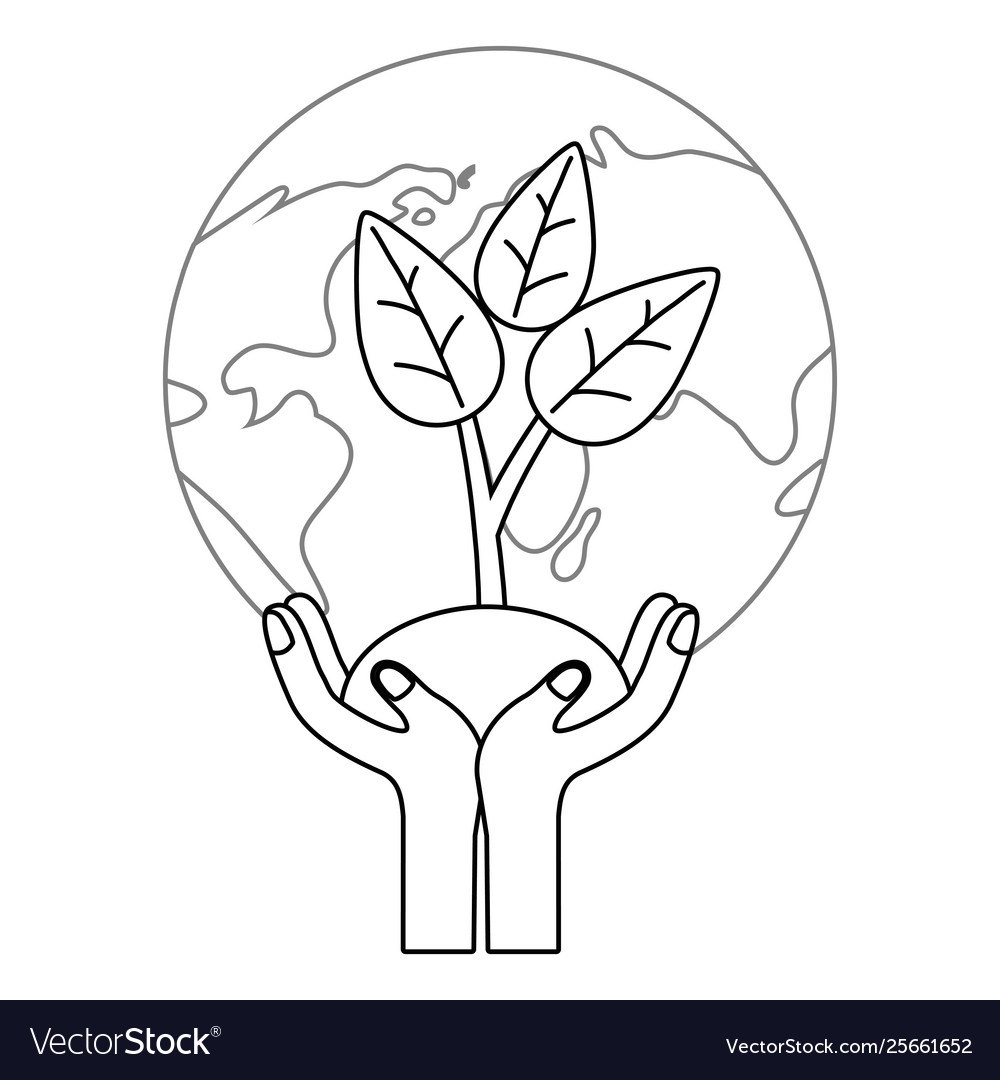 Isolated Planet Design Hands Holding Box Vector Image