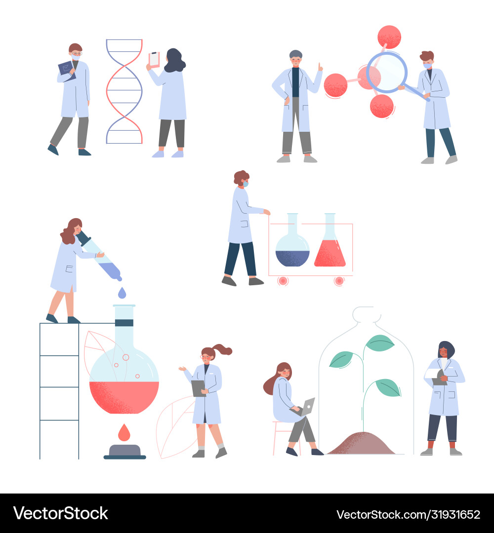Scientists in lab team people in white coat Vector Image