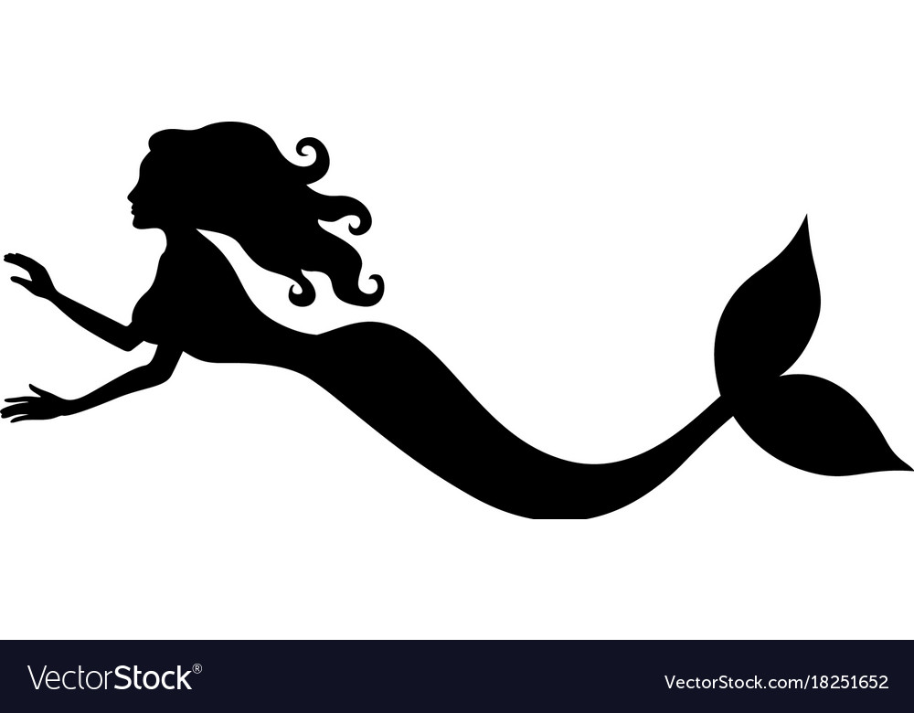 Silhouette of swimming mermaid Royalty Free Vector Image