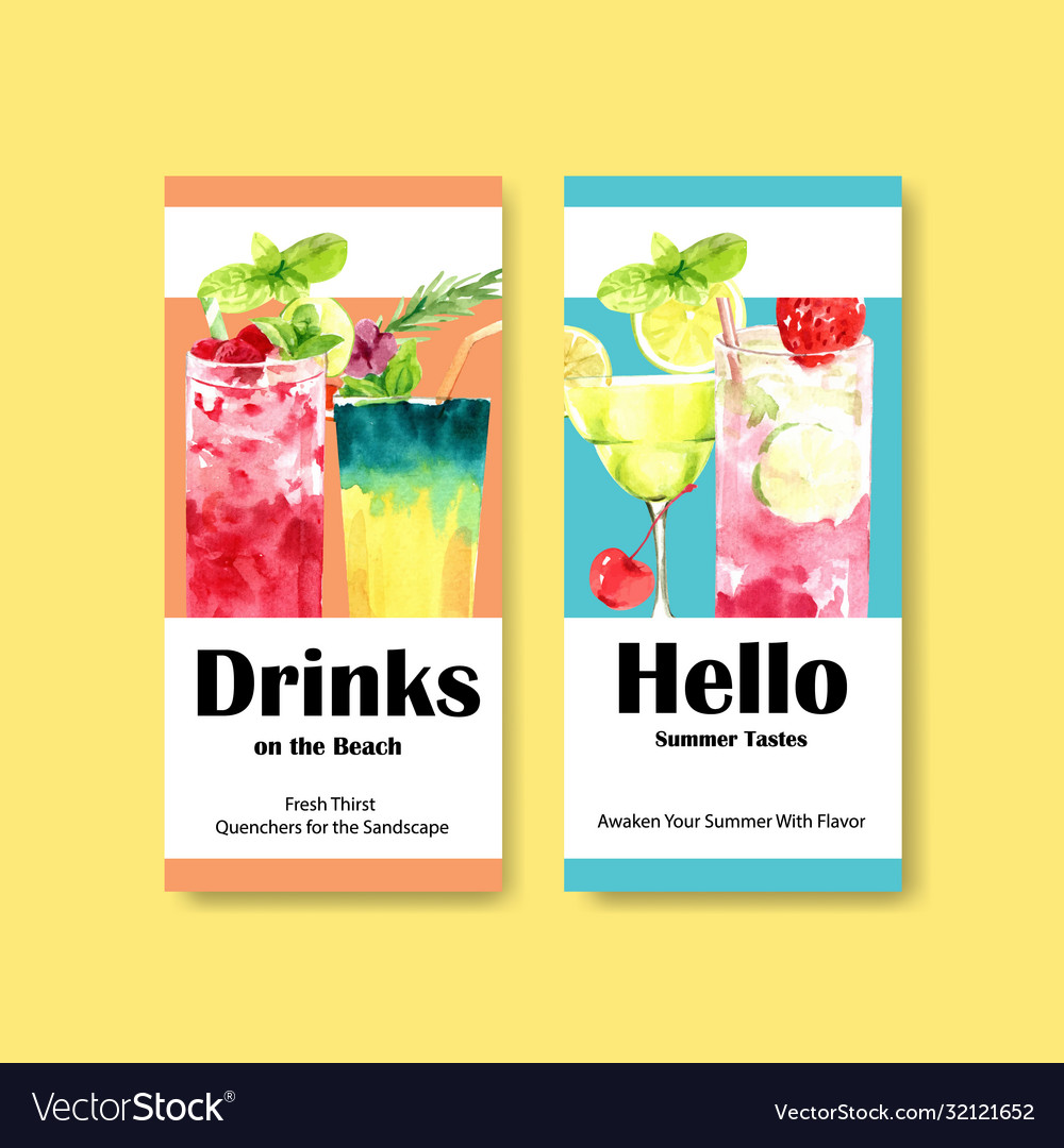 Summer drink flyer template design for holiday