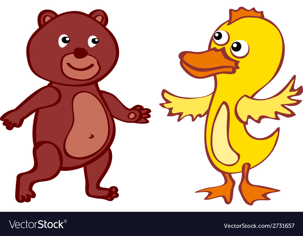 Bear duck file eps10 hand-drawn cartoon icon Vector Image
