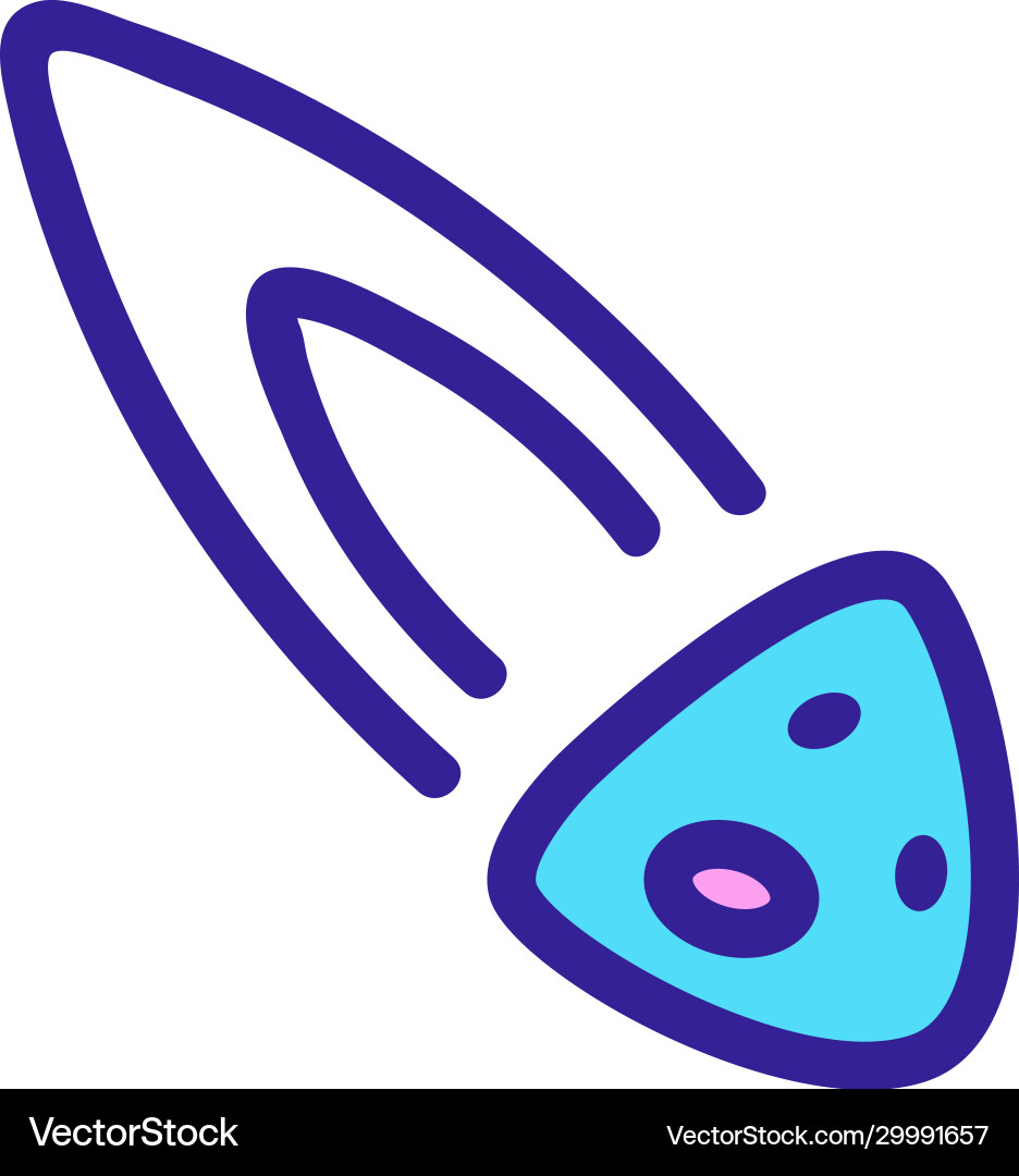 Falling meteorite icon isolated contour Royalty Free Vector