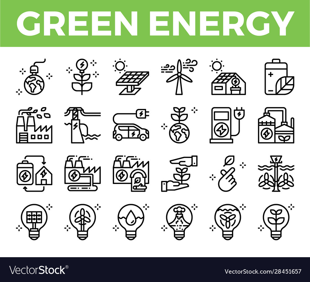 Green energy and ecology line icon Royalty Free Vector Image