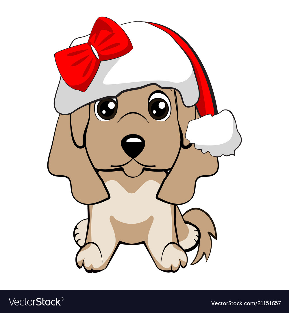 Red-haired happy dog in a red jacket with a white Vector Image