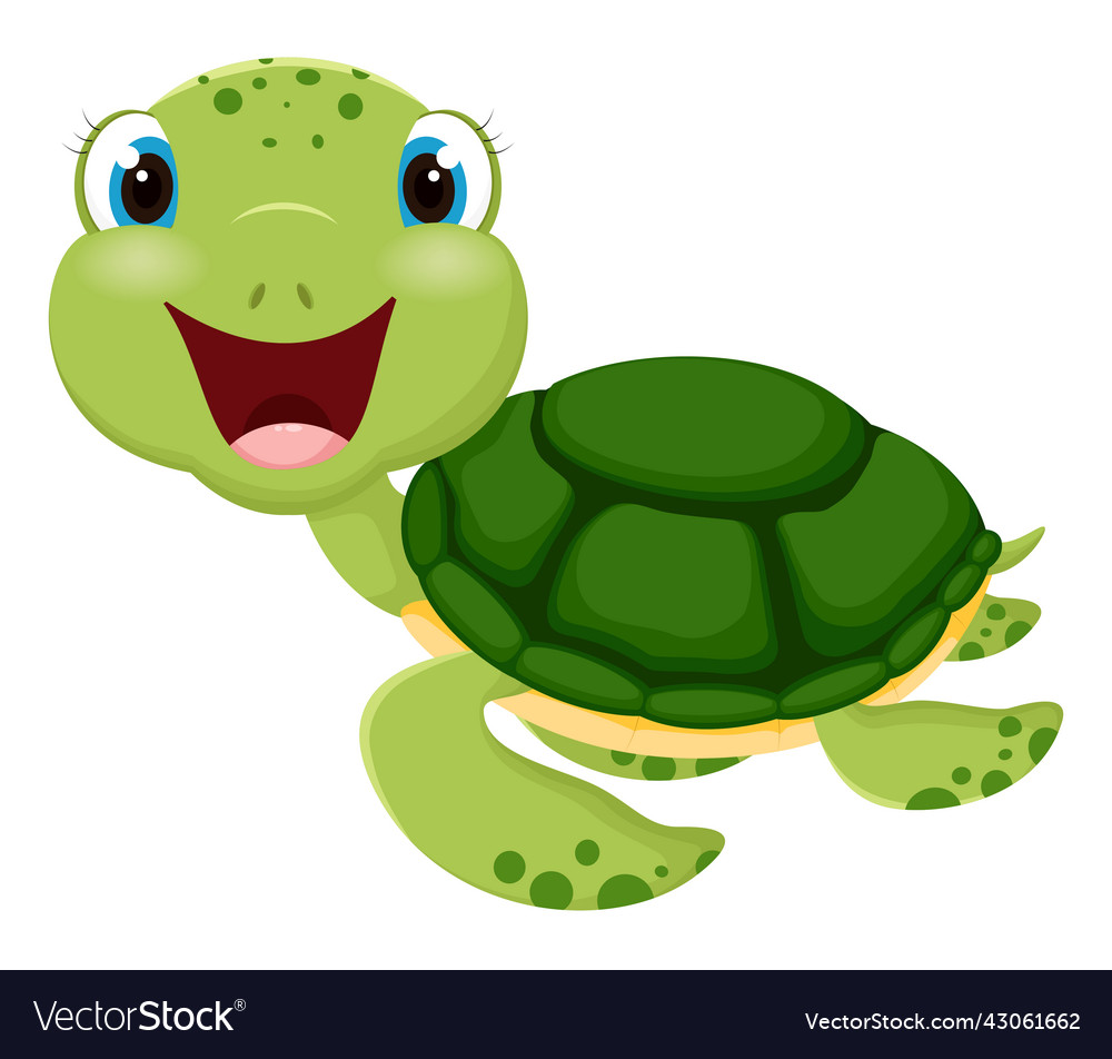 Cute sea turtle cartoon isolated on white Vector Image