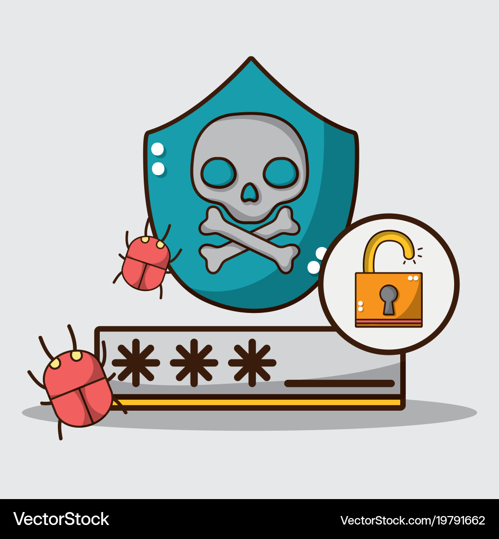 Digital code and spectre skull virus Royalty Free Vector