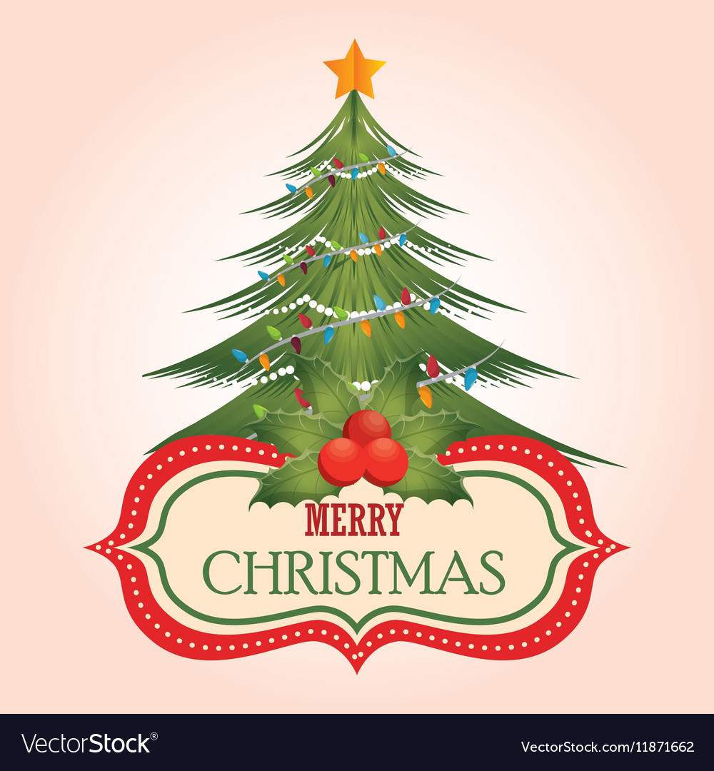 Happy merry christmas tree card Royalty Free Vector Image