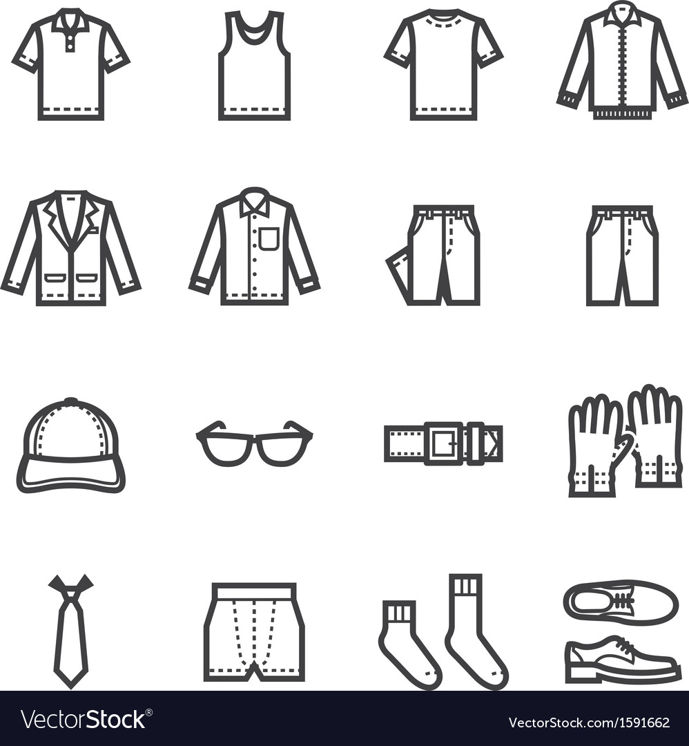 Men clothing icons Royalty Free Vector Image - VectorStock