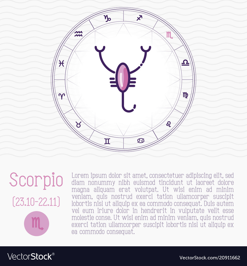 Scorpio in zodiac wheel horoscope chart Royalty Free Vector