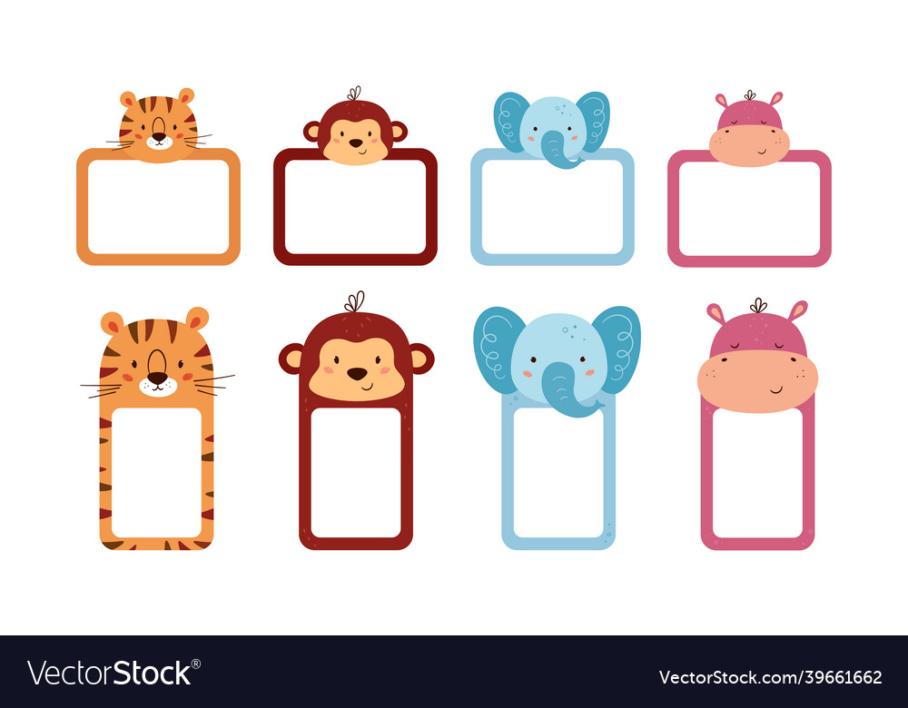 Set Of Cute Photo Frames And Note Paper Decorated Vector Image