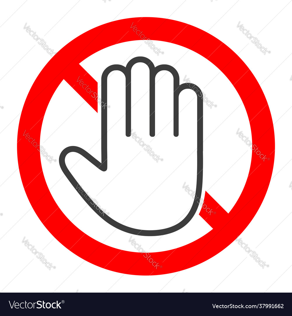 Stop hand sign in red crossed out circle Vector Image