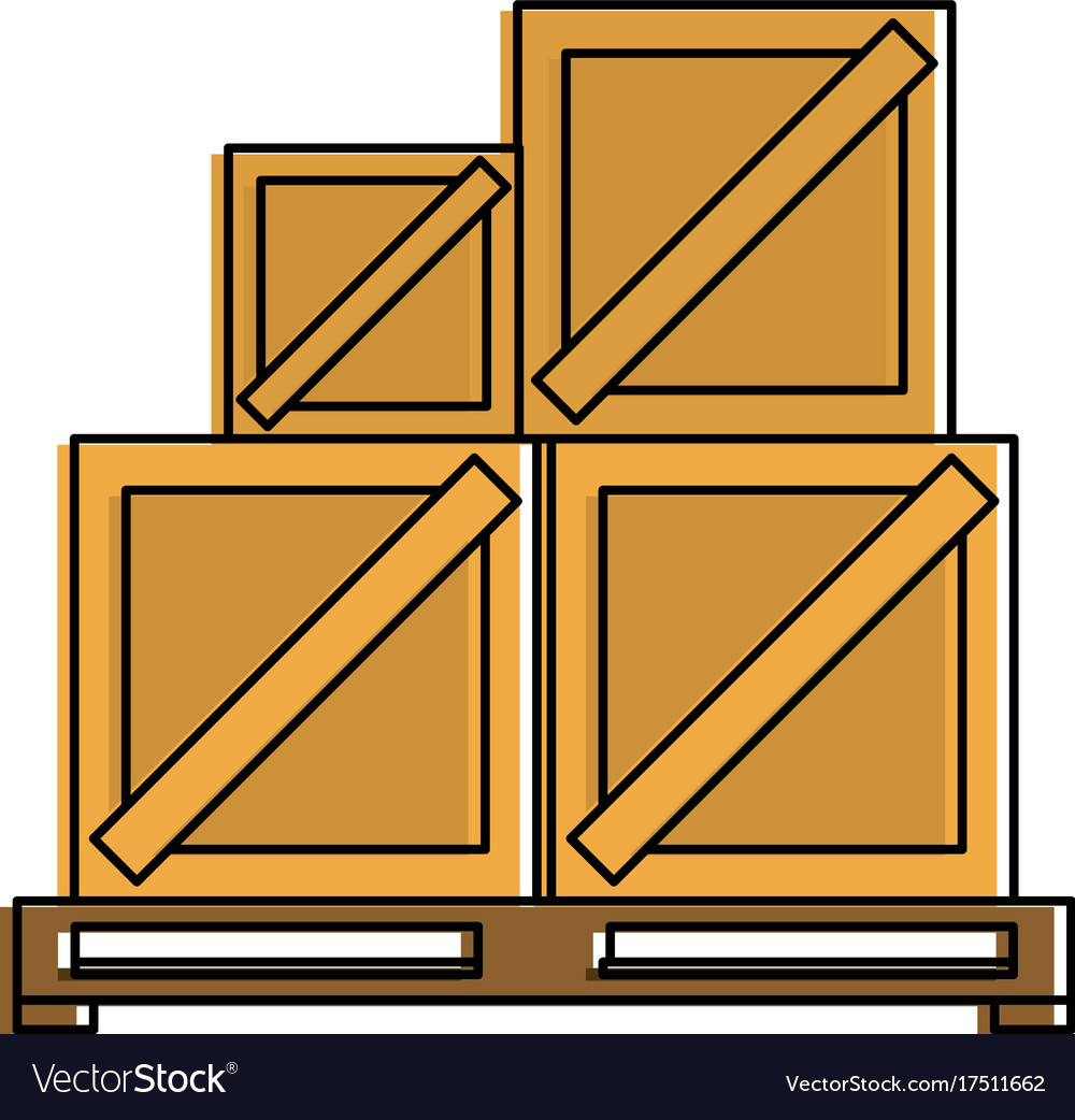 Wooden Bo On Pallets Shipping Delivey Icon Vector Image Pallets Shipping Delivey Icon Vector Image
