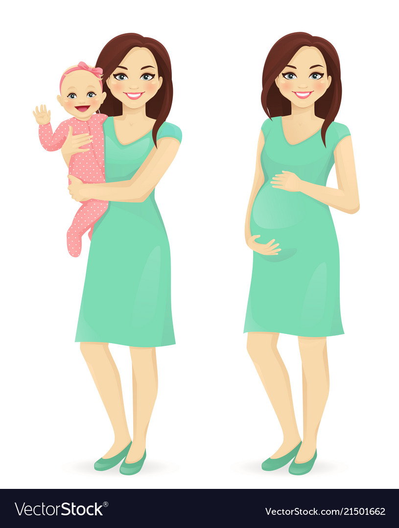 Young mother set Royalty Free Vector Image - VectorStock