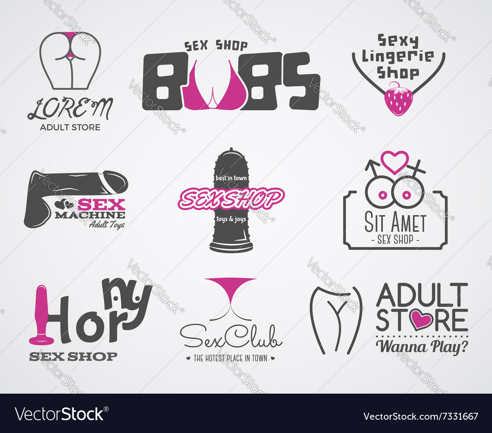 Collection Cute Sex Shop Logo And Badge Design Vector Image 