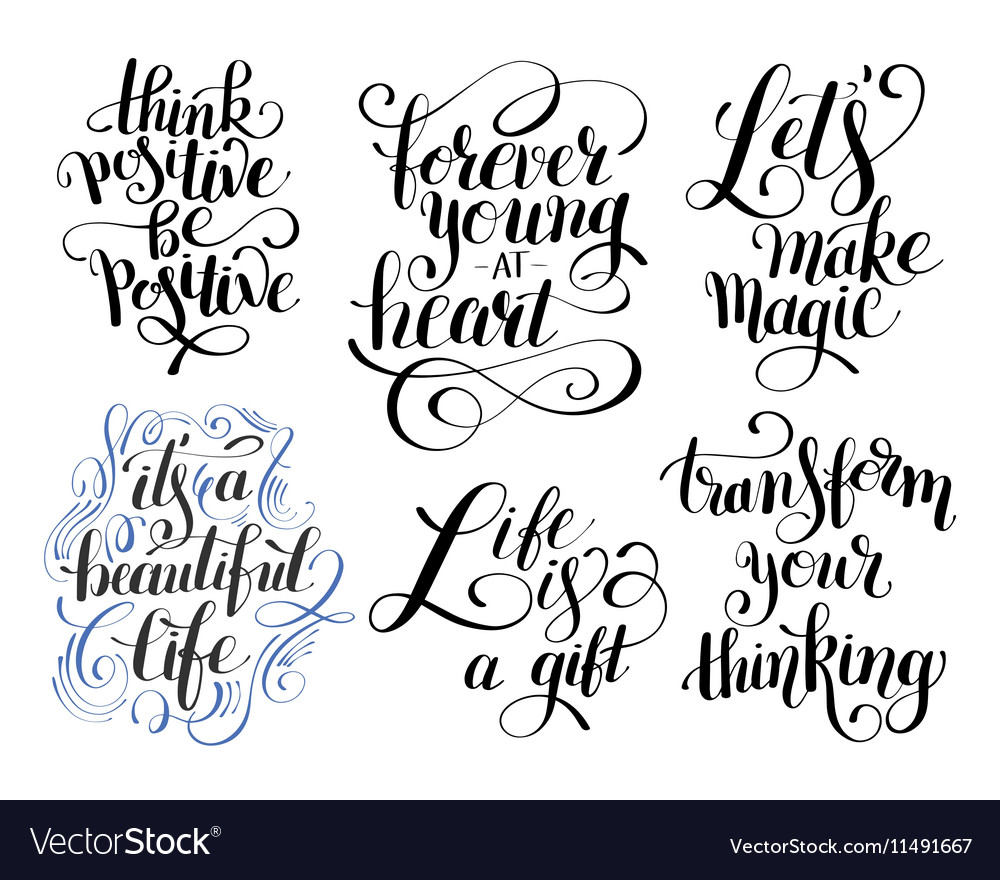 Collection of black and white positive typography Vector Image