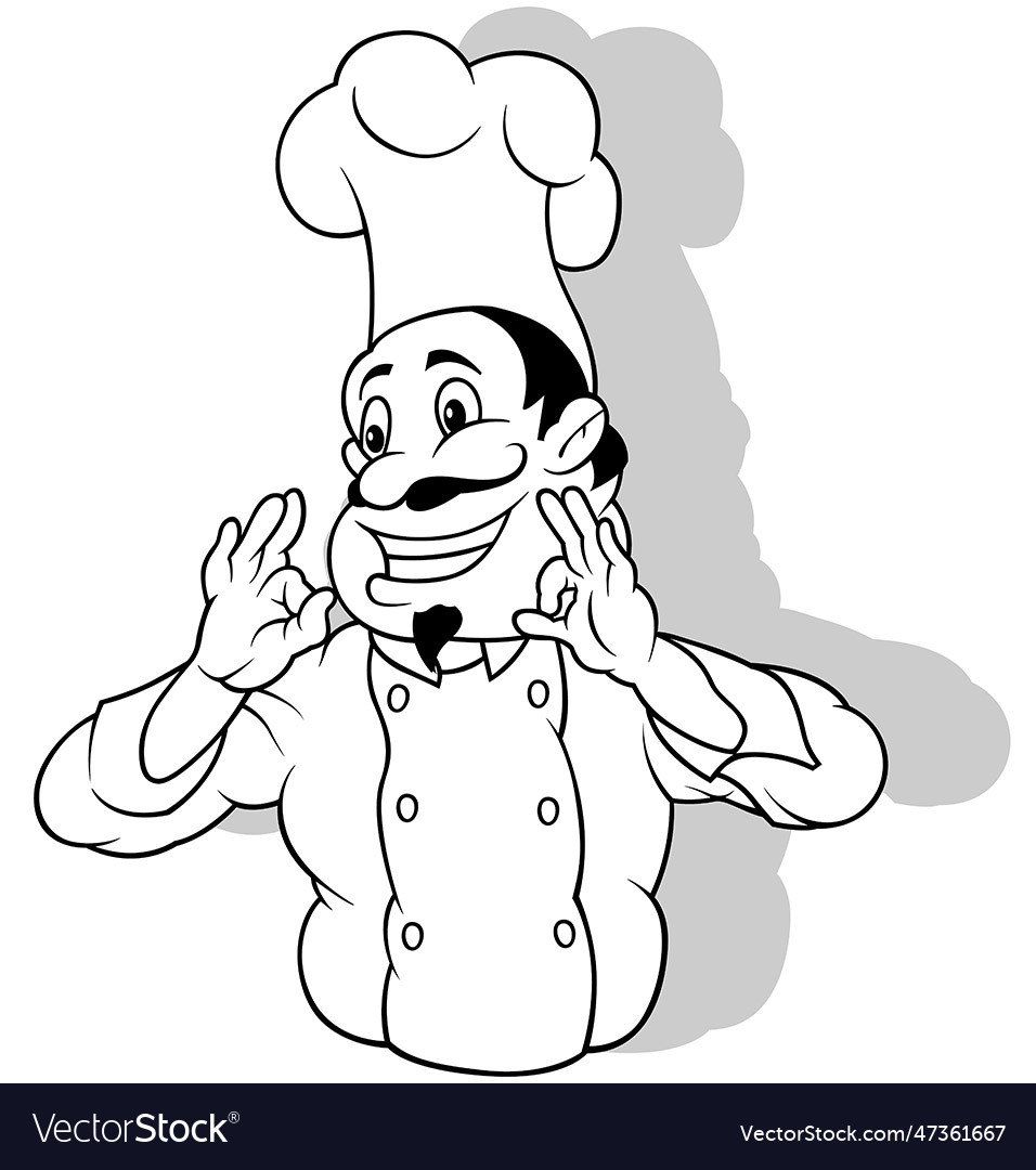 Drawing of a chef in a white uniform Royalty Free Vector