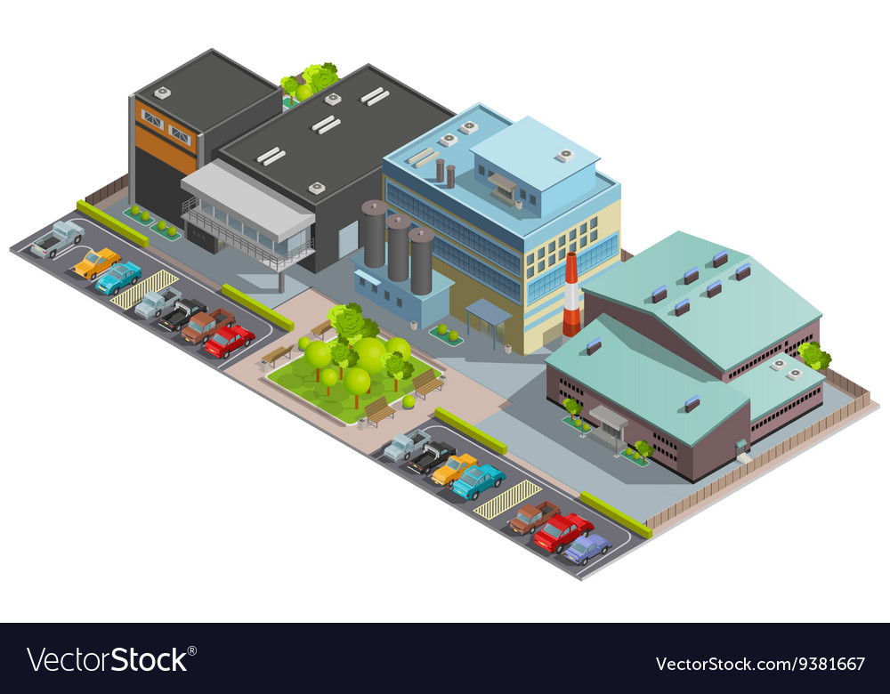 Factory Isometric Composition Royalty Free Vector Image
