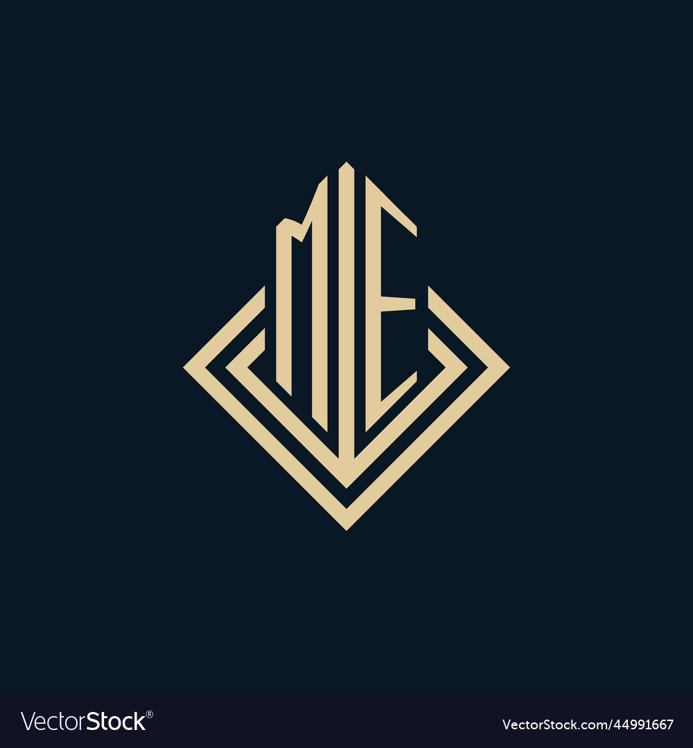 Initials me logo rhombus lines shape style luxury Vector Image