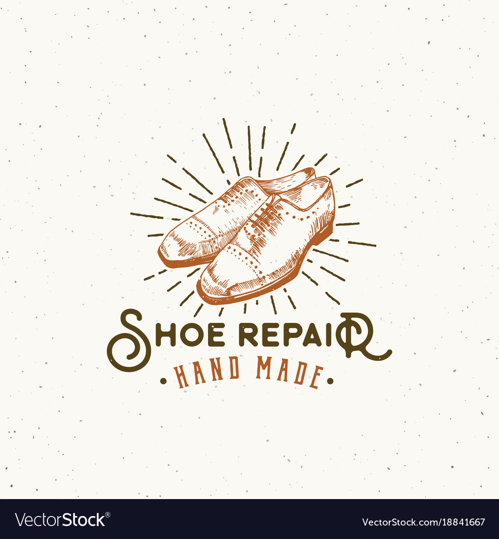 Shoe repair retro sign symbol or logo Royalty Free Vector