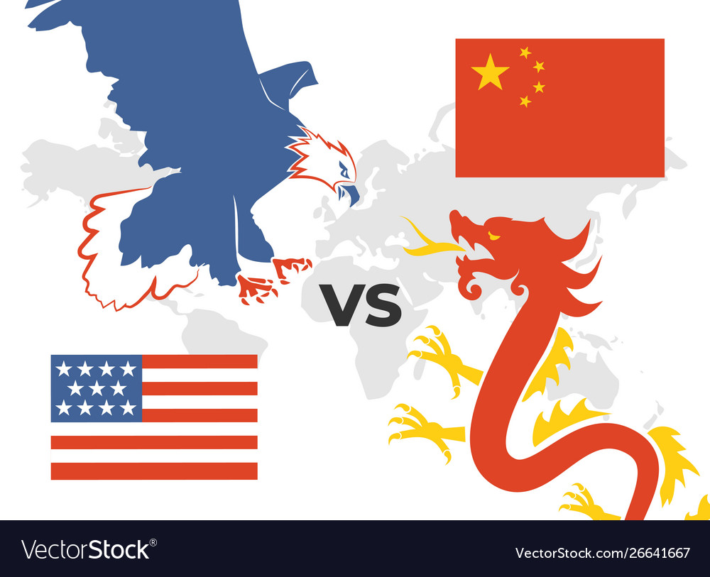Trade War Concept Usa Versus China Eagle Vector Image Trade War Concept Usa Versus China Eagle Vector Image