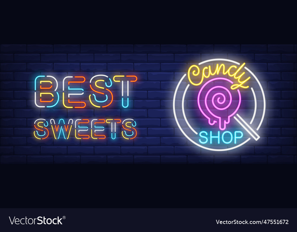 Candy Shop Neon Sign Royalty Free Vector Image 6087