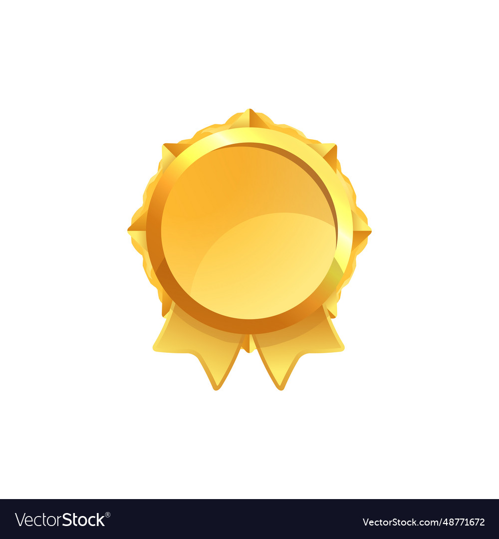 Gold medal or circle award badge realistic Vector Image