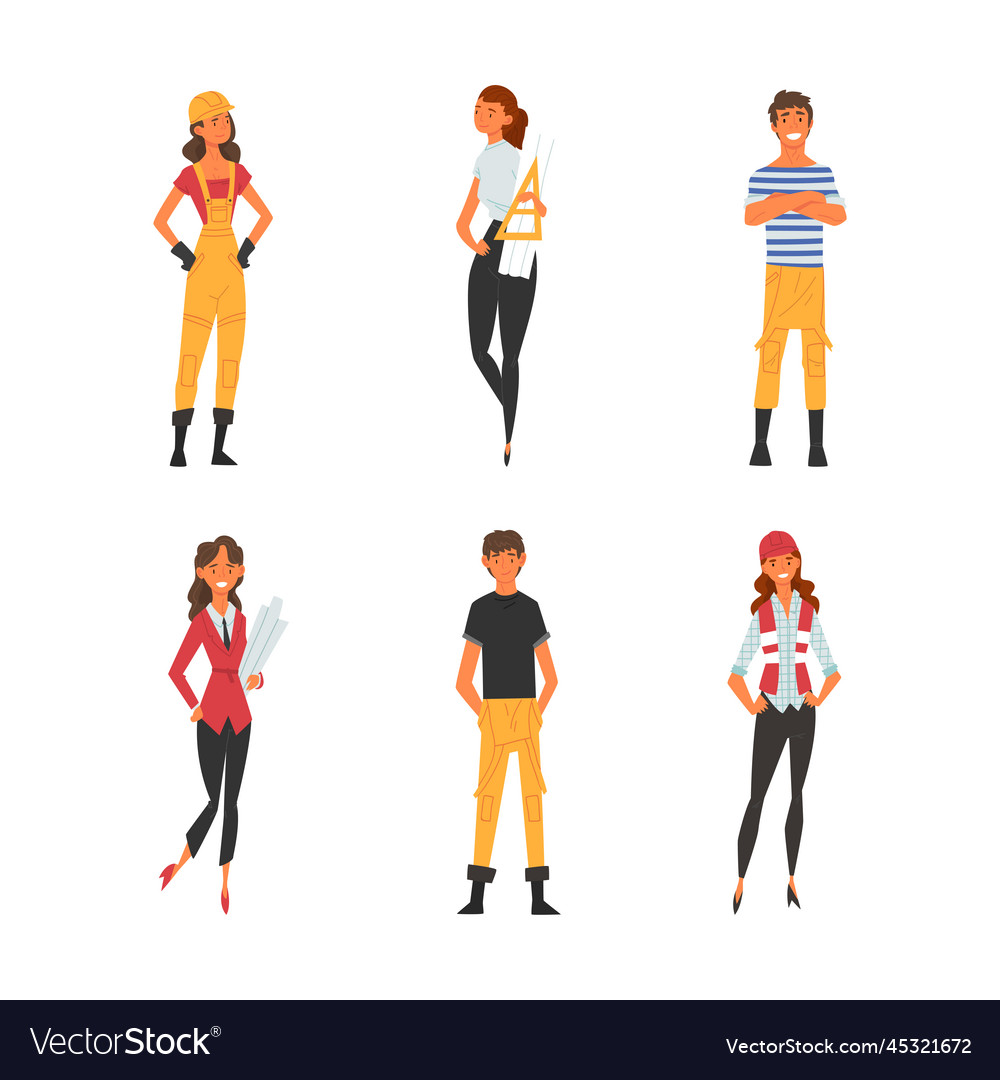 Technician workers and engineers set builder Vector Image