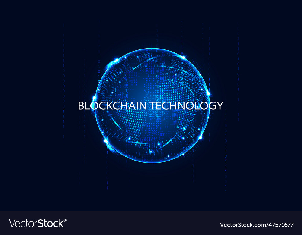 Abstract blockchain technology and globe concept Vector Image