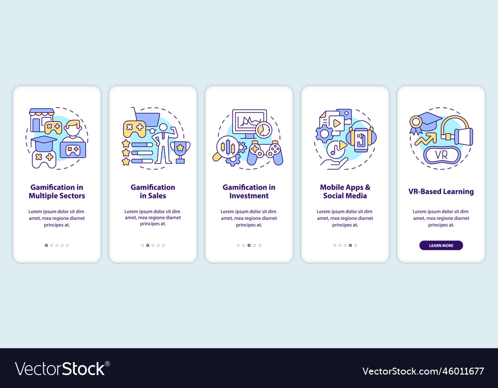 Gamification trends onboarding mobile app screen Vector Image