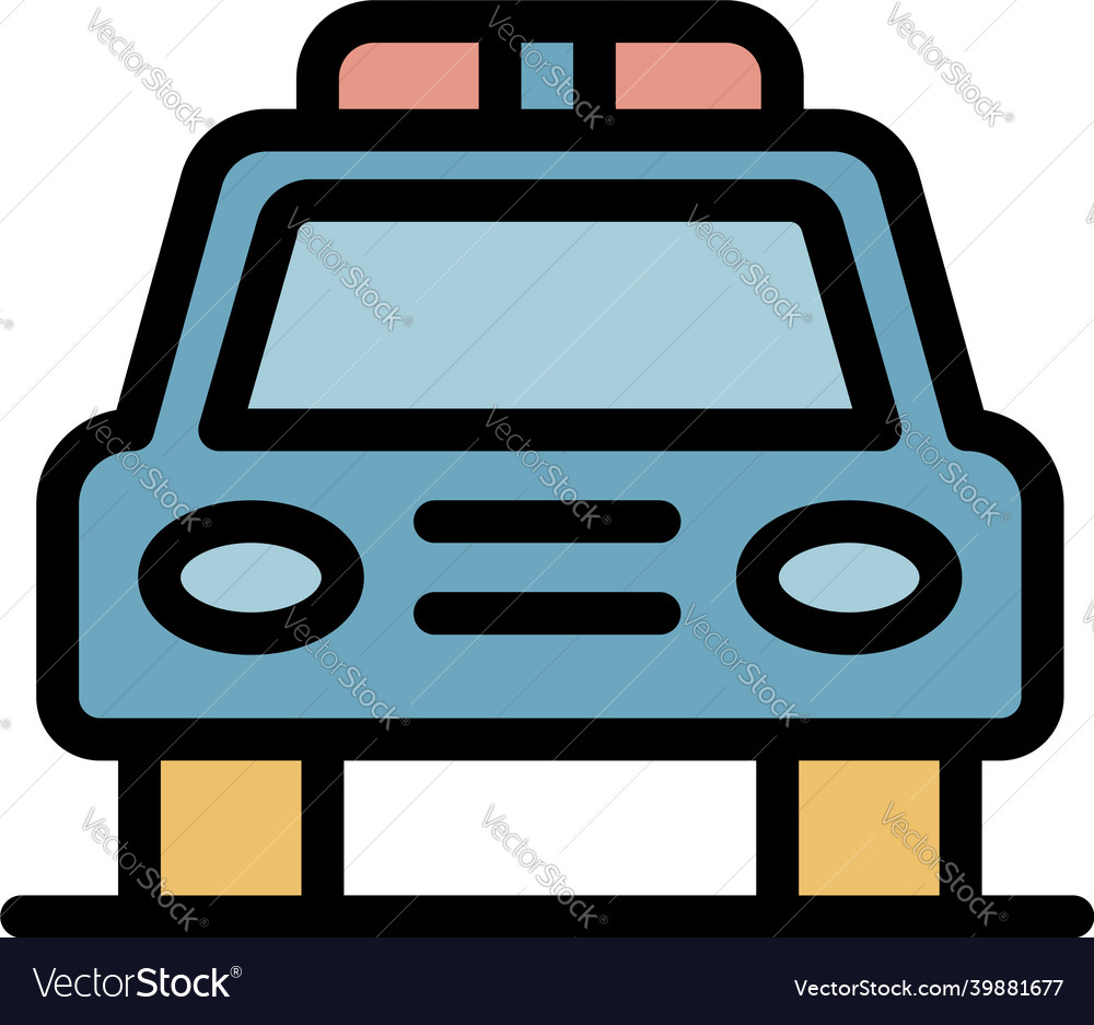 Police car icon color outline Royalty Free Vector Image