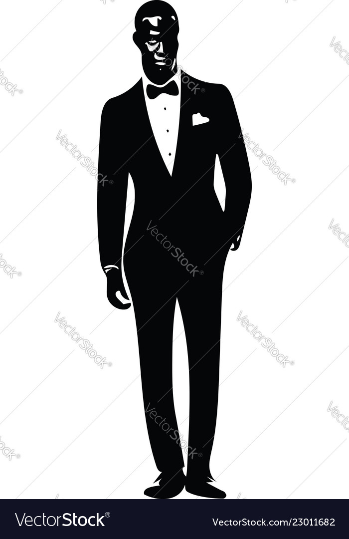 Drawing elegant young fashion man in tuxedo Vector Image