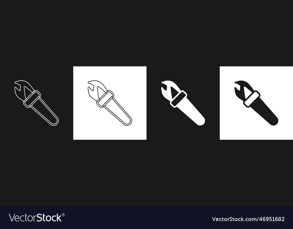 Set torch flame icon isolated on black and white Vector Image