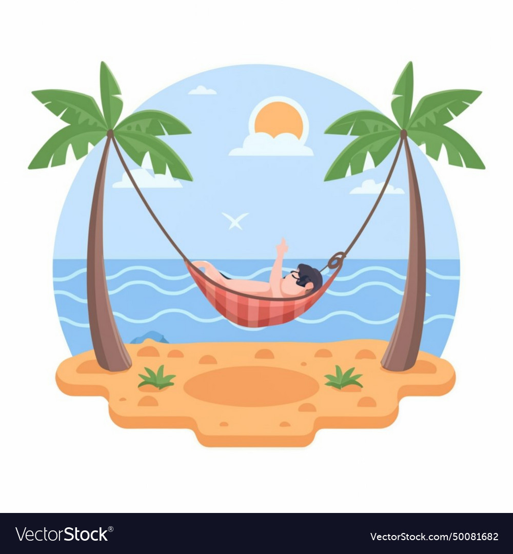 Woman giving sunburn in hammock Royalty Free Vector Image