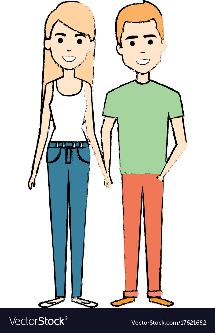 Young couple standing avatars Royalty Free Vector Image