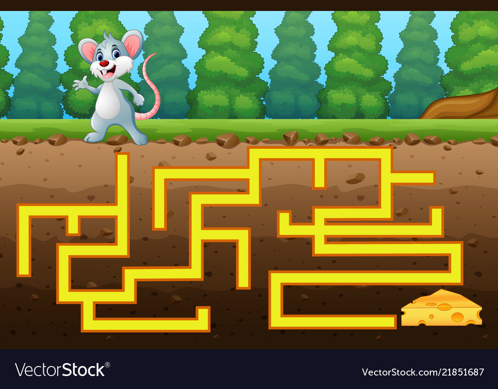 Game mouse maze find way to cheese Royalty Free Vector Image
